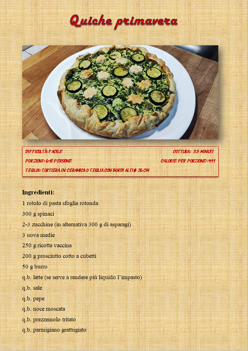 Oracolo della Sibilla Quiche Primavera antipasto o secondo